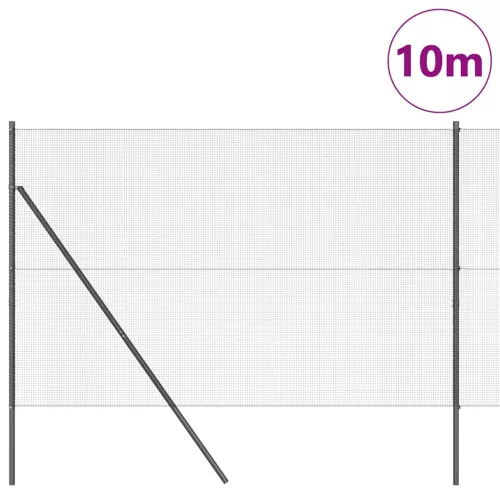 Kerítés oszlopokkal Szürke 1.6 x 10 m Acél