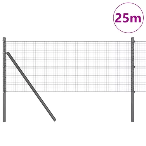 Kerítés oszlopokkal Szürke 0.8 x 25 m Acél