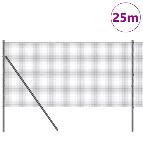 Kerítés oszlopokkal Szürke 1.2 x 25 m Acél