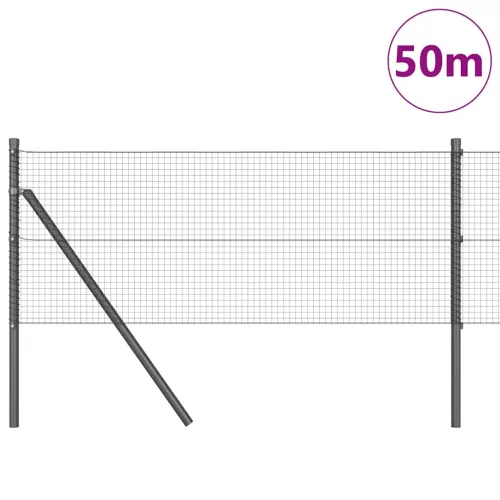 Kerítés oszlopokkal Szürke 0.4 x 50 m Acél