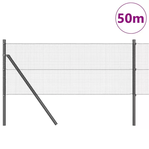 Kerítés oszlopokkal Szürke 0.8 x 50 m Acél