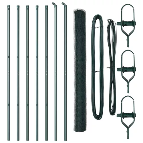 Kerítés oszlopokkal Zöld 1.6 x 10 m PVC-bevonatos acél