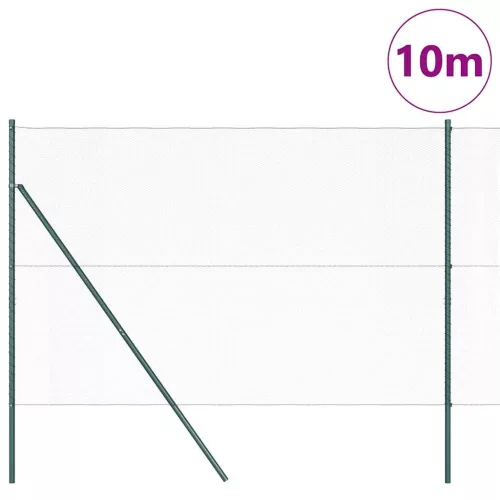 Kerítés oszlopokkal Zöld 1.6 x 10 m PVC-bevonatos acél