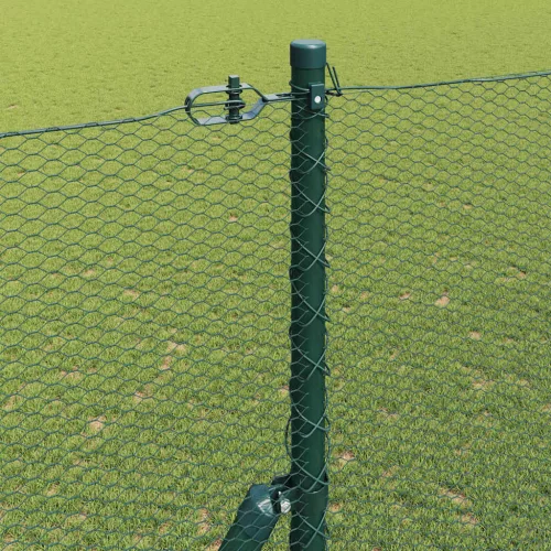 Kerítés oszlopokkal Zöld 1.6 x 10 m PVC-bevonatos acél