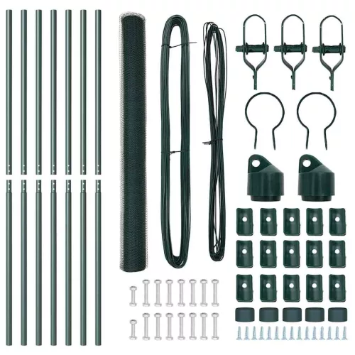 Kerítés oszlopokkal Zöld 1.6 x 10 m PVC-bevonatos acél