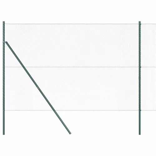 Kerítés oszlopokkal Zöld 1.6 x 10 m PVC-bevonatos acél