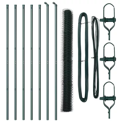 Kerítés oszlopokkal Zöld 1.6 x 10 m PVC-bevonatos acél