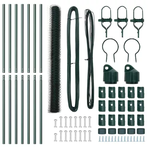 Kerítés oszlopokkal Zöld 1.6 x 10 m PVC-bevonatos acél