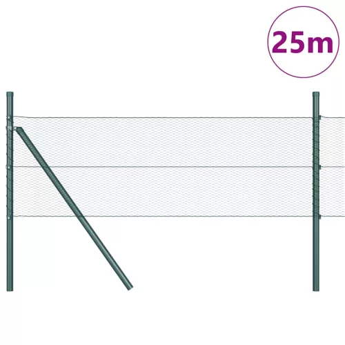 Kerítés oszlopokkal Zöld 0.8 x 25 m PVC-bevonatos acél