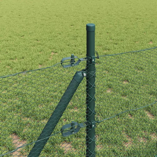 Kerítés oszlopokkal Zöld 0.8 x 25 m PVC-bevonatos acél