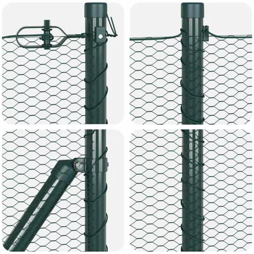 Kerítés oszlopokkal Zöld 0.8 x 25 m PVC-bevonatos acél