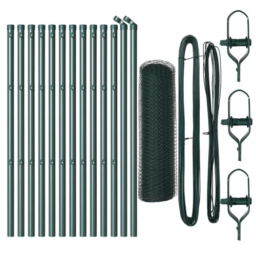 Kerítés oszlopokkal Zöld 0.8 x 25 m PVC-bevonatos acél