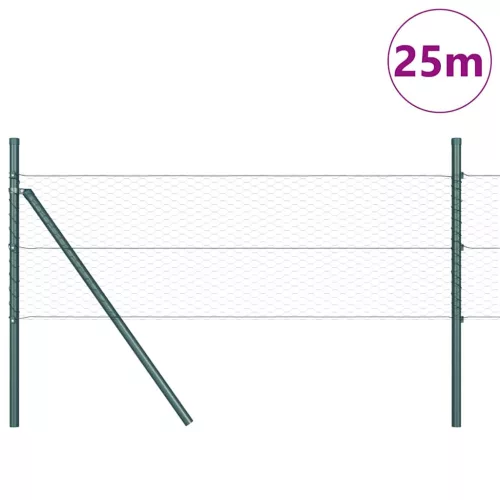 Kerítés oszlopokkal Zöld 0.8 x 25 m PVC-bevonatos acél