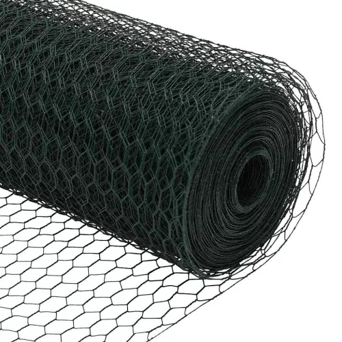 Kerítés oszlopokkal Zöld 0.8 x 25 m PVC-bevonatos acél