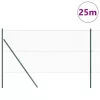 Kerítés oszlopokkal Zöld 1.4 x 25 m PVC-bevonatos acél