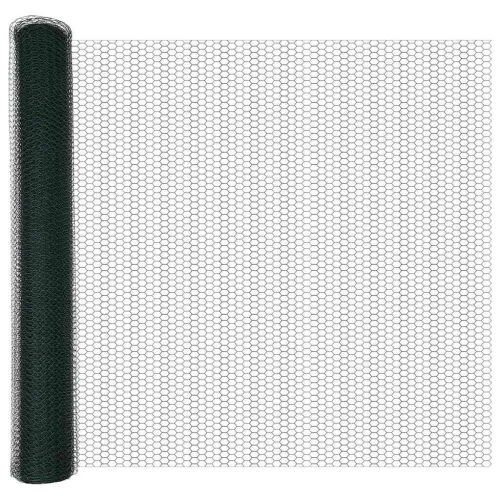 Kerítés oszlopokkal Zöld 1.4 x 25 m PVC-bevonatos acél