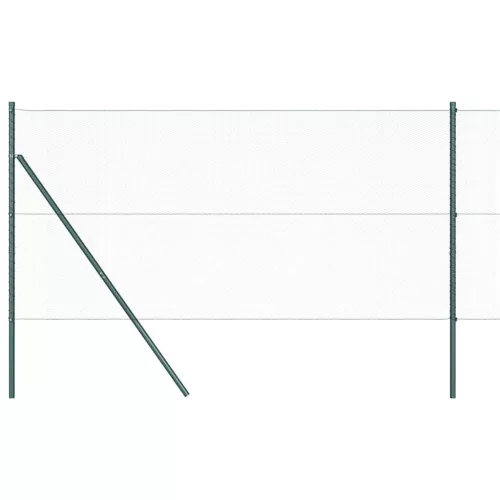 Kerítés oszlopokkal Zöld 1.4 x 25 m PVC-bevonatos acél