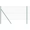 Kerítés oszlopokkal Zöld 1.4 x 25 m PVC-bevonatos acél