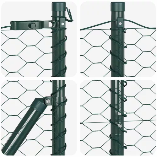 Kerítés oszlopokkal Zöld 1.4 x 25 m PVC-bevonatos acél