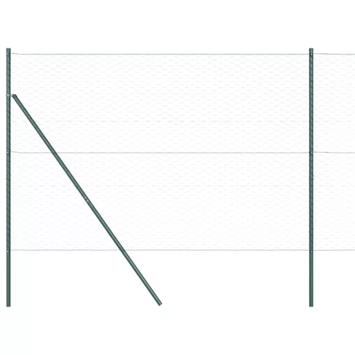 Kerítés oszlopokkal Zöld 1.5 x 25 m PVC-bevonatos acél
