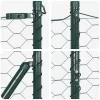 Kerítés oszlopokkal Zöld 1.5 x 25 m PVC-bevonatos acél