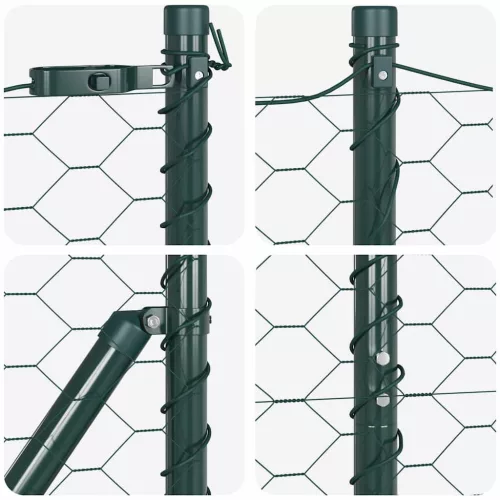 Kerítés oszlopokkal Zöld 1.5 x 25 m PVC-bevonatos acél