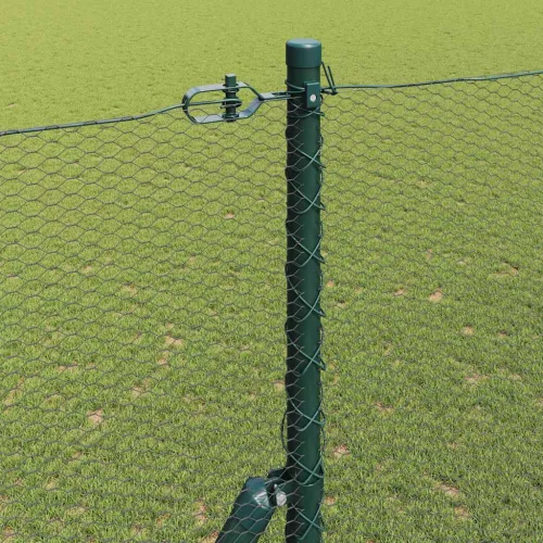 Kerítés oszlopokkal Zöld 1.6 x 25 m PVC-bevonatos acél