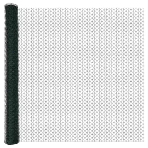 Kerítés oszlopokkal Zöld 1.6 x 25 m PVC-bevonatos acél