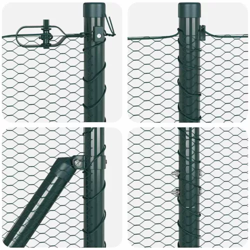 Kerítés oszlopokkal Zöld 1.6 x 25 m PVC-bevonatos acél