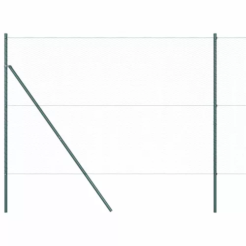 Kerítés oszlopokkal Zöld 1.6 x 25 m PVC-bevonatos acél