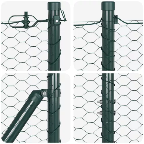 Kerítés oszlopokkal Zöld 1.6 x 25 m PVC-bevonatos acél