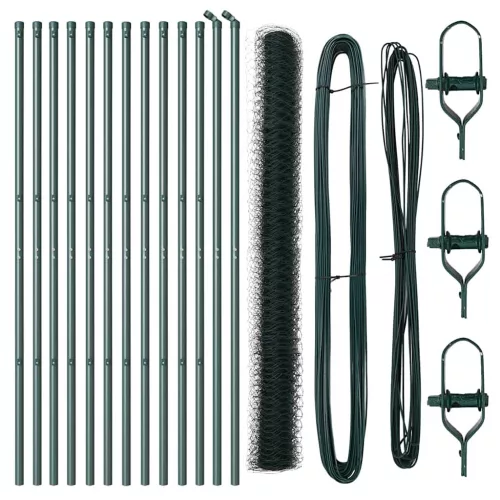 Kerítés oszlopokkal Zöld 1.6 x 25 m PVC-bevonatos acél