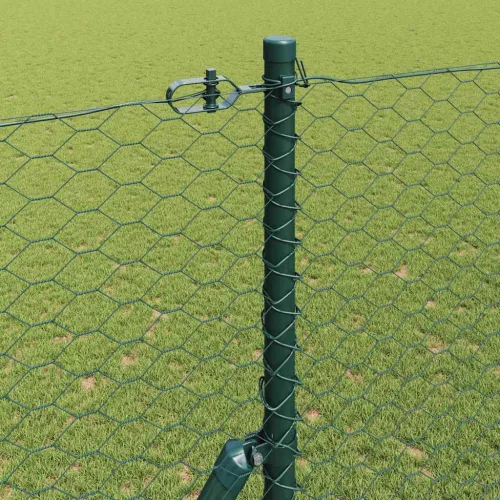 Kerítés oszlopokkal Zöld 1.6 x 25 m PVC-bevonatos acél