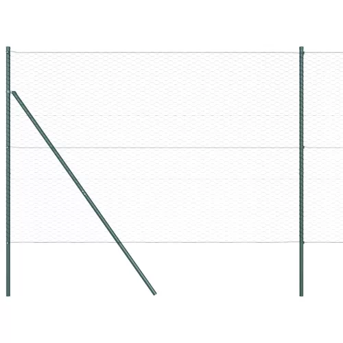 Kerítés oszlopokkal Zöld 1.6 x 25 m PVC-bevonatos acél