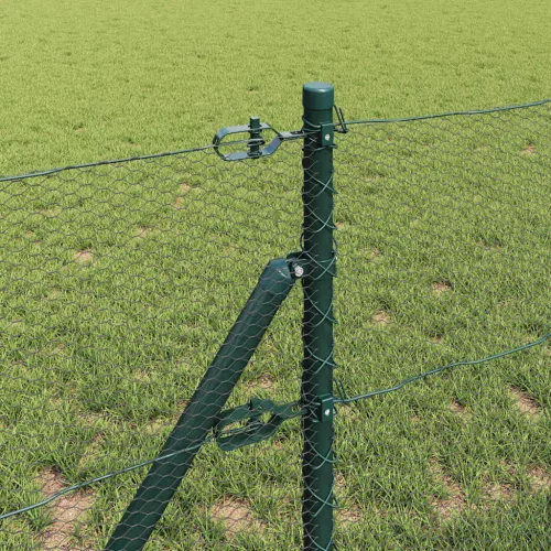 Kerítés oszlopokkal Zöld 0.4 x 50 m PVC-bevonatos acél