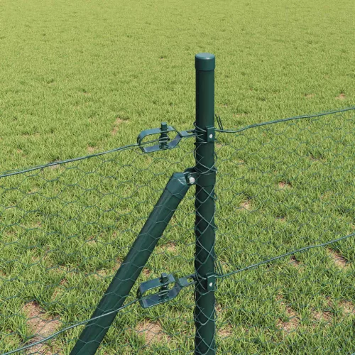 Kerítés oszlopokkal Zöld 0.4 x 50 m PVC-bevonatos acél