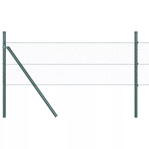 Kerítés oszlopokkal Zöld 0.4 x 50 m PVC-bevonatos acél