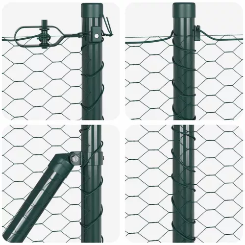 Kerítés oszlopokkal Zöld 0.4 x 50 m PVC-bevonatos acél