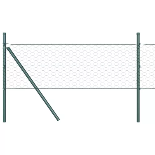 Kerítés oszlopokkal Zöld 0.4 x 50 m PVC-bevonatos acél