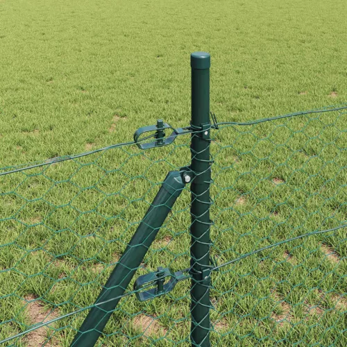 Kerítés oszlopokkal Zöld 0.4 x 50 m PVC-bevonatos acél