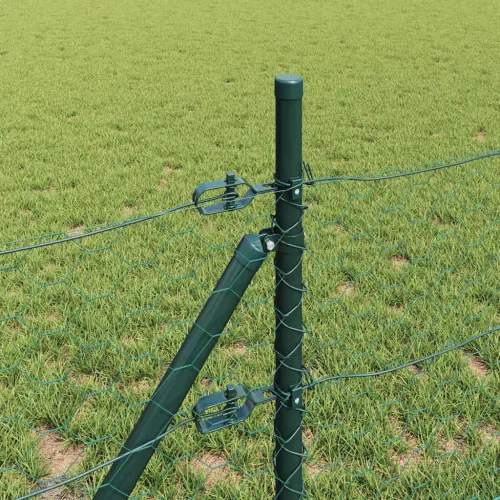Kerítés oszlopokkal Zöld 0.4 x 50 m PVC-bevonatos acél