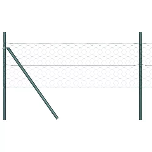 Kerítés oszlopokkal Zöld 0.4 x 50 m PVC-bevonatos acél