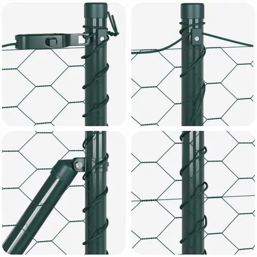 Kerítés oszlopokkal Zöld 0.4 x 50 m PVC-bevonatos acél