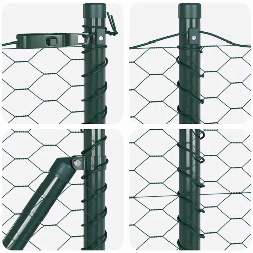 Kerítés oszlopokkal Zöld 0.8 x 50 m PVC-bevonatos acél