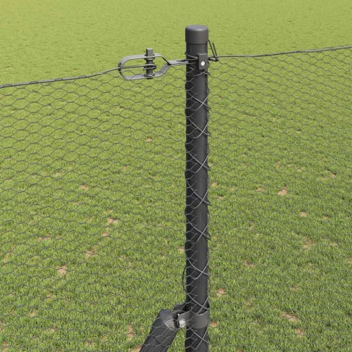 Kerítés oszlopokkal Szürke 1.6 x 10 m PVC-bevonatos acél