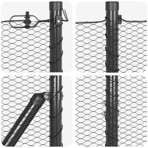 Kerítés oszlopokkal Szürke 1.6 x 10 m PVC-bevonatos acél