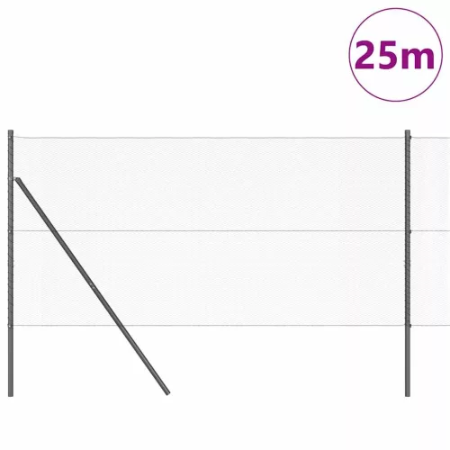 Kerítés oszlopokkal Szürke 1 x 25 m PVC-bevonatos acél