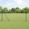 Kerítés oszlopokkal Szürke 1 x 25 m PVC-bevonatos acél