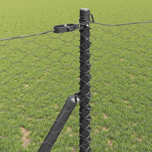 Kerítés oszlopokkal Szürke 1 x 25 m PVC-bevonatos acél