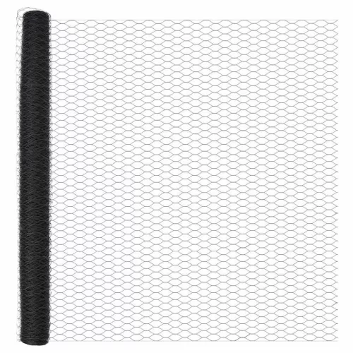 Kerítés oszlopokkal Szürke 1.5 x 25 m PVC-bevonatos acél